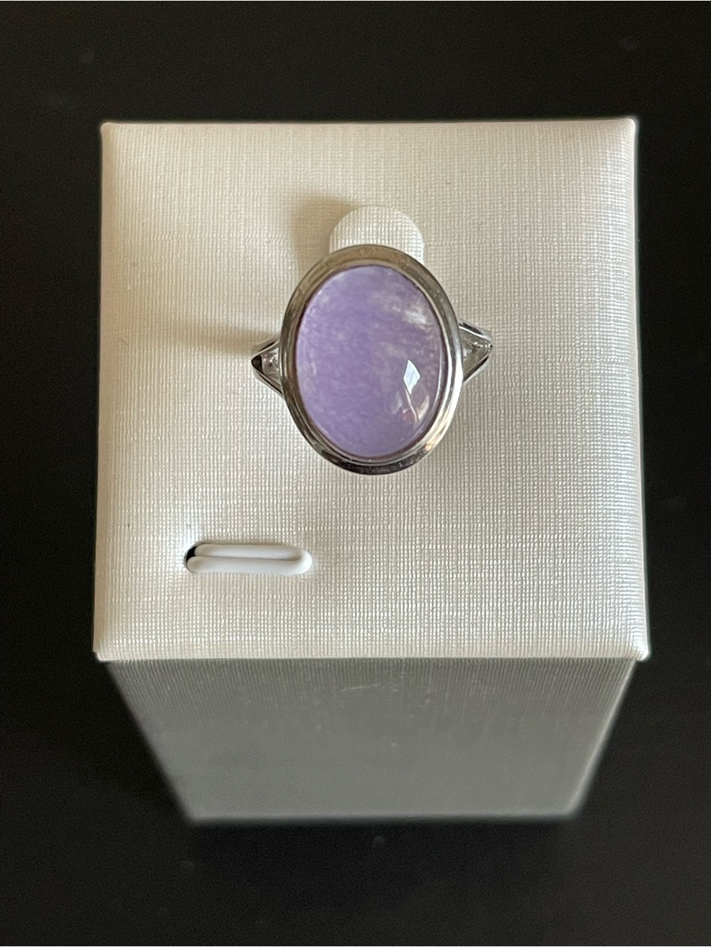 925 Sterling Silver Lavender jade ring.